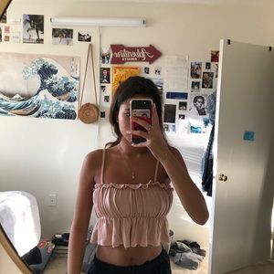 Dusty Pink Ruffled Tank Top